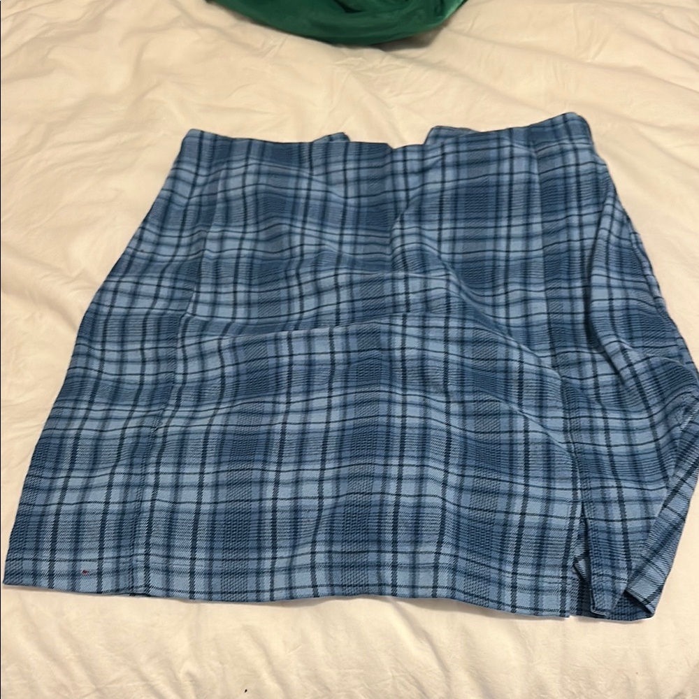 Brandy Melville Blue Plaid A-Line Skirt